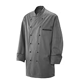 bikerjacke herren stoff  Kochjacke Bäckerjacke Jacke Langarm Silbergrau mit schwarzem Paspel Gr. 2XL 35% Baumwolle, 65% Polyester 220gr.