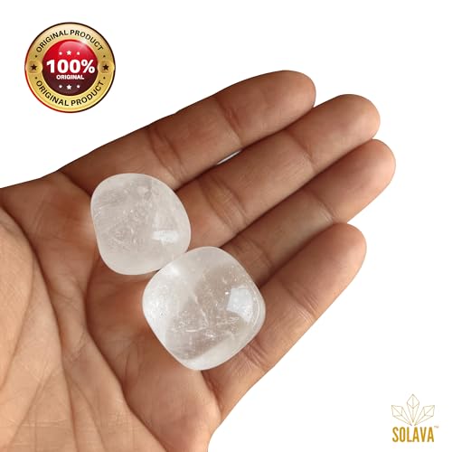 Image of Original Clear Quartz Tumble - Natural Charged Clear Quartz Crystal Tumble for Positive Energy, Focus, Emotional Stability, Chakra Healing and Mental Clarity - 2 Piece