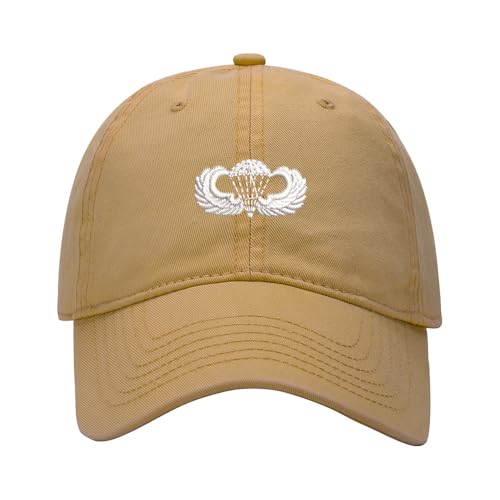 Baseball Cap for Men Army Airborne Wings Embroidered Dad Hat Khaki