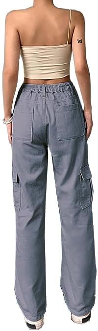 WZIKAI Cargo Pants for Women High Waisted Casual Pants Baggy Wide Leg Trousers Y2K Streetwear with 6 Pockets - Image 4