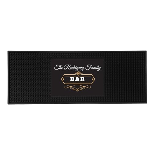 Classic Personalized Bar Mat – Custom Name Rubber Spill Mat for Home Bars and Cocktail Stations
