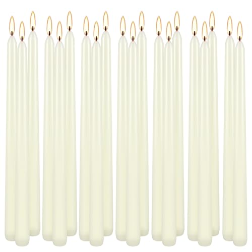 Howemon 20 Pack Ivory Taper Candles 12 Inch Tall 3/4 Inch Thick Burn 10 Hours