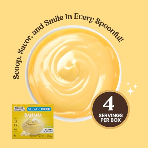 Image of Simply Desserts Banana Instant Pudding, Sugar-Free, 12-Pack - Healthy Dessert, Keto Snacks, Vegan & Diabetic-Friendly, Kosher, 1.7 Oz Ea