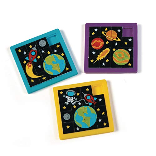 Weltraum Space Puzzle Schiebepuzzle 12 Stück Mitgebsel Gastgeschenke mit Palandi® Sticker Cover