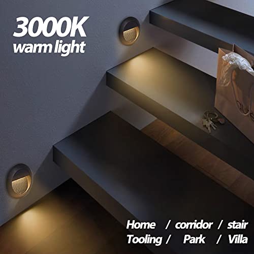 Arotelicht 6Pcs 3W Led Recessed Light Step Light Warm White 3000K Recessed Wall Light Spotlight Staircase Light Lighting Lamp, Inside Outside Garden Balcony Corridor, Aluminum, 120V #TOP3