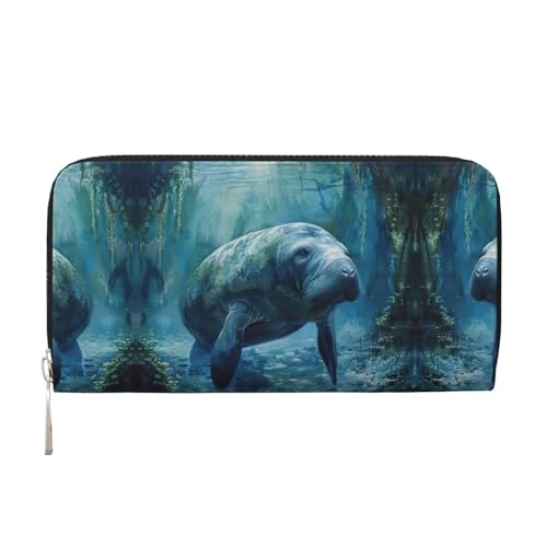 Manatee Animals Print Womens Wallet, Ladies Credit Card Holder, Phone Wallet Purses, Long Clutch Hand Bag
