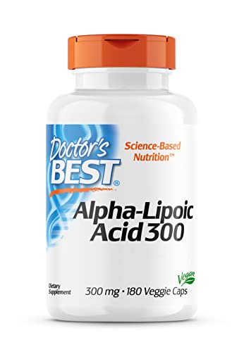Doctor's Best, Alpha-Lipoic Acid (Alpha Liponsäure), 300 mg, 180 vegane Kapseln, Hochdosiert, Laborgeprüft, Ohne Gentechnik, Glutenfrei, Sojafrei