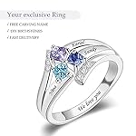 Personalized Mothers Ring with 1/2/3/4/5/6/7/8/9 Simulated Birthstones for Mom Engraved Name Ring for Women Promise Rings for Her Custom Family Ring for Wife Grandmother Jewelry Gifts - Image 3