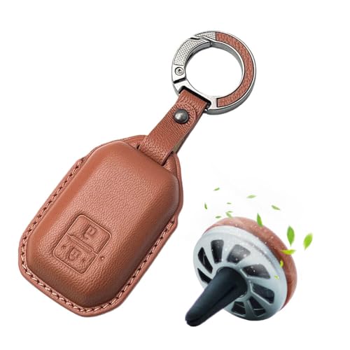 Image of Keyzone Leather Key Cover & Car Perfume fit for Suzuki Victoris, Swift, DZire, Baleno, Ertiga, Grand Vitara, Brezza, Fronx, Jimny,XL6, Toyota Glanza,Urban Cruiser Hyryder,Rumion 2B smart key. (Brown)