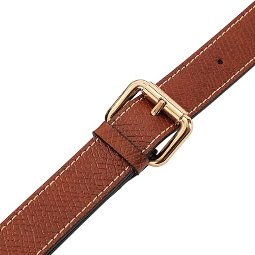 Image of Bag Leather Strap Replacement Adjustable Crossbody Shoulder Straps for Small Medium Large Pouch, No Damage Conversion Kits Accessories(Small Medium Large-Brown-Gold)