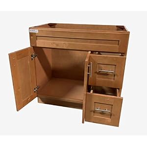 New Maple Shaker Single-sink Bathroom Vanity Base Cabinet 36" Wide x 21" Deep MS-V3621DL/R New Maple Shaker Single sink Bathroom Vanity Base Cabinet 36 Wide x 21 Deep MS V3621DLR