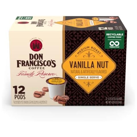 Don Francisco's Vanilla Nut Medium Roast Coffee Pods - 12 K Cups Compatible with Keurig Brewers - 100% Arabica Single Serve Coffee Pods - Smooth, Rich Flavor with Vanilla and Nutty Notes Cover