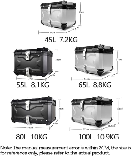 Coffre arrière de moto universel en aluminium avec plaque de support 100L - 3
