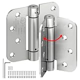 ISOKER 2-Pack Self Closing Door Hinges, 4 Inch Spring Loaded Door Hinges, Adjustable Tension for Exterior,Garage, Front Back Door,Left Right Hand Door, 5/8'' Radius Corners,UL Listed,Brushed Nickel