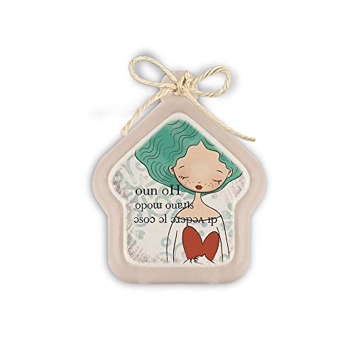  EGAN Pensieri e Parole, Mini FORMELLA casa_Sottosopra_ da Appendere, Colore Beige, QUADRETTO con Frase, da Muro, Idea Regalo Originale, disordinato, Ceramica Stile Italiano