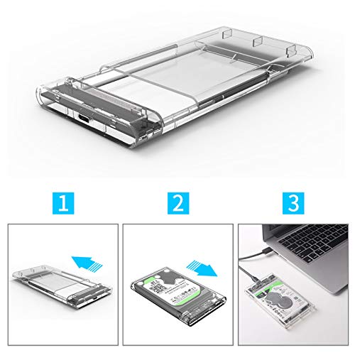 Caja externa transparente para disco duro SATA 2.5" Type C miniatura 5