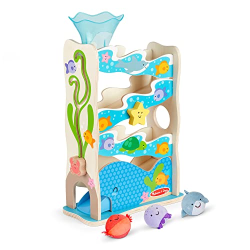 Image of Melissa & Doug Rollables Wooden Ocean Slide Toy (5 Pieces) - Ocean Themed , Early Learning Toys For Infants And Toddlers Ages 1+