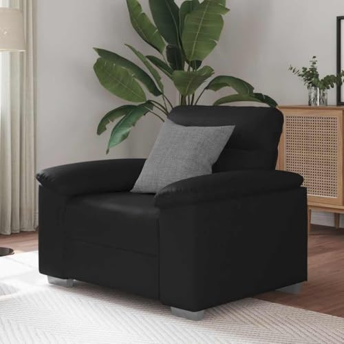 Tonture Armchair, Black, 60 cm, Faux Leather, Lounge Chair with Wide Armrests, Robust Wood Metal Frame, Comfortable Single Chair for Living Room, Bedroom, Office