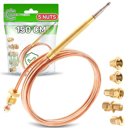 Universel Thermocouple pour Gaziniere Gaz avec 5 Écrous Longueur 150 cm - Garantie de 5 Ans - ONIX TECH