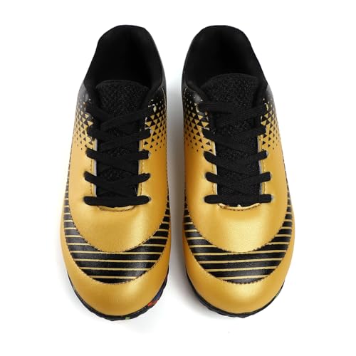 YHLLZY Boys Football Boots Kids Football Shoes Astro Turf Trainers Girls Soccer Athletics Training Shoes Teenager Outdoor Sport Shoes Gold 13UK Child - Image 6