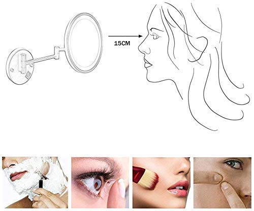 Miroir de maquillage LED mural extensible et modèle de table chromé - 5