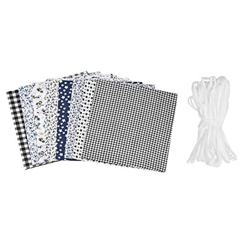 8pcs 50x50cm Cotton Craft Fabric Bundle Patchwork with 10m Elastic Band Different Pattern Patchwork Fabric Craft Printed Cotton Material Cover