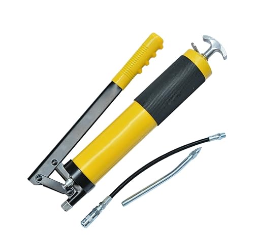 Heavy Duty Pistol Grip Grease Gun Hand-Operated Grease Gun Heavy Duty Single Pump Pressure 10000 PSI 10-inch Flex Hose Repair Lubrication Tool