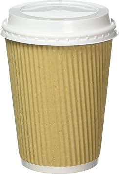 Cool Touch - Rippled Pre Sleeved Hot Cold Coffee Drink Cups 10, 12oz Cups & Lids