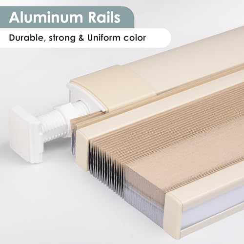 Image of LazBlinds No Tools No Drill Cordless Cellular Shades, Top Down Bottom Up (TDBU) Honeycomb Shades for Home, Blackout Light Blocking Thermal Insulation Blinds for Windows, 20 inch W x 48 inch H, Beige