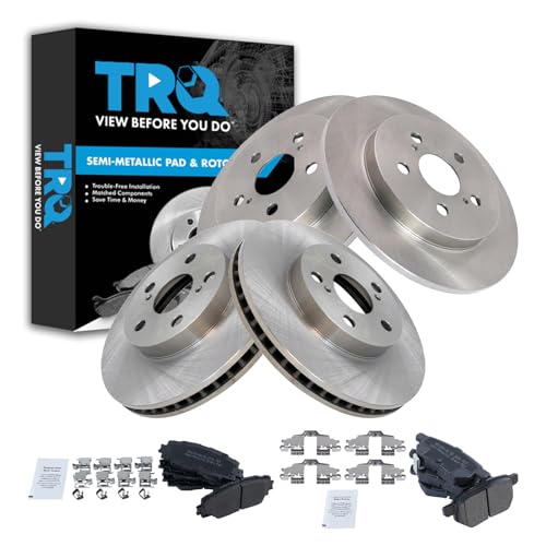TRQ Front and Rear Brake Pad and Rotor Set Semi Metallic Compatible with 2011-2013 Lexus CT200h 2010-2013 Toyota Prius 2012-2013 Prius Plug-In