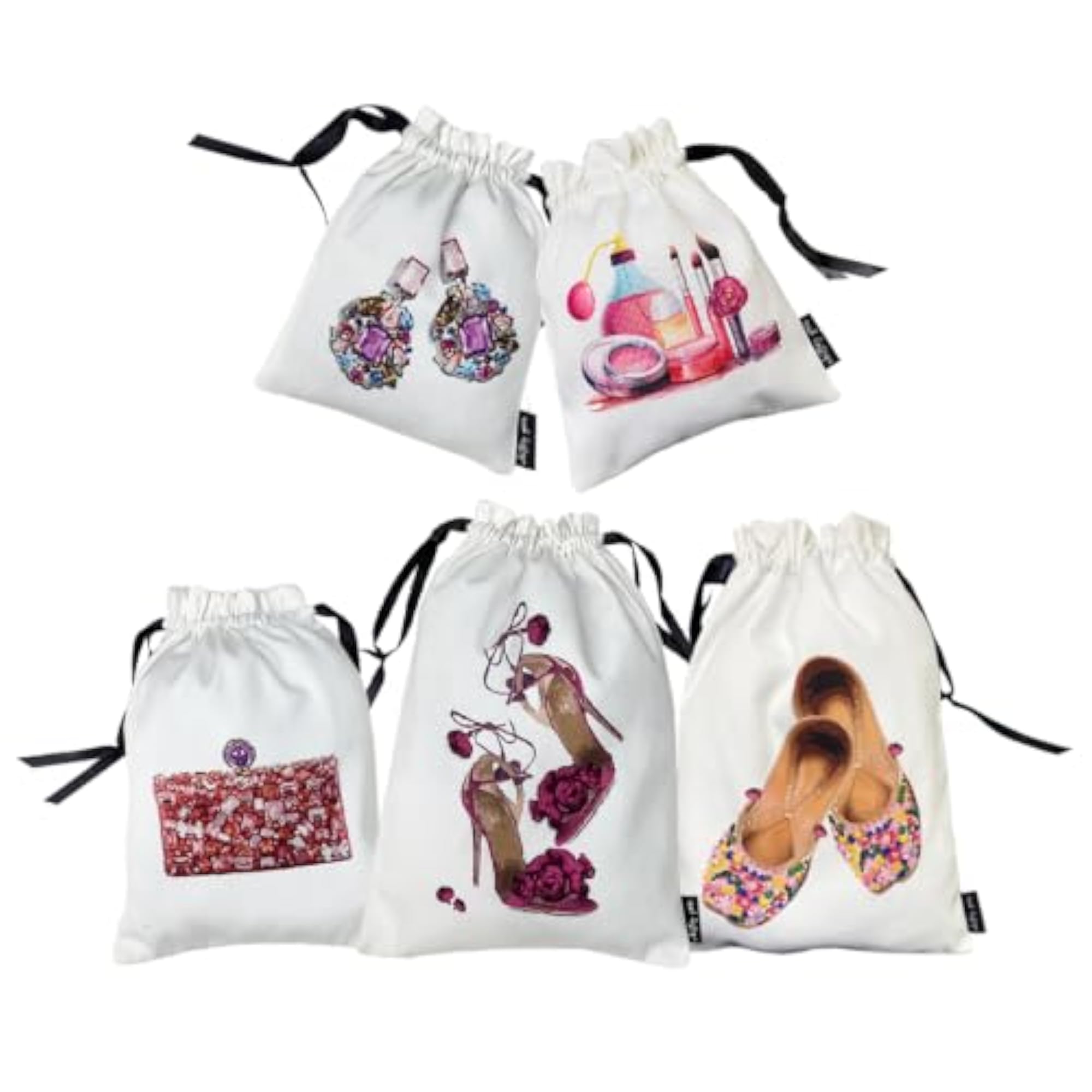 Pack of 5 Accessory Bags for Shoes, Jewellery, Makeup