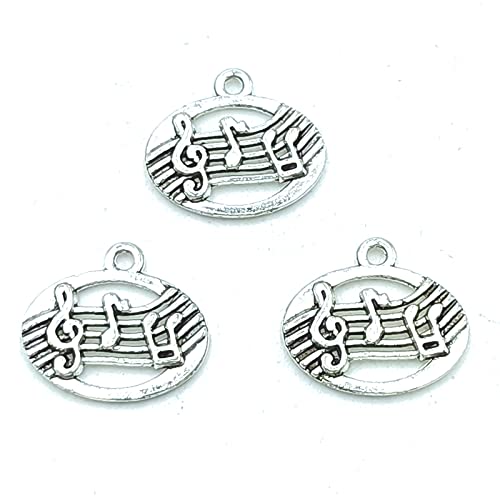 Breloques note de musique argent ancien 20x17mm pour pendentif collier et fabrication bijoux