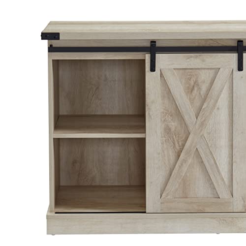 Edyo Living Barn Door Electric Fireplace Tv Stand Console Entertainment Center For Tvs Up To 65" White Oak #TOP6