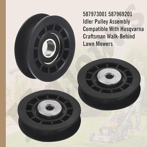 587973001 587969201 Idler Pulley Assembly Compatible With Husqvarna Craftsman Walk-Behind Lawn Mowers, for Lawn Mower Decks Idler Pulley HU725AWD/BBC, HU725AWDHQ, LC221RH Replaces Previous 581904001