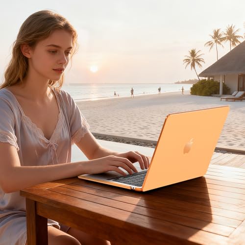 Image of EooCoo Case Compatible with MacBook Air 13 inch M4 2025 2024 2023 2022 M3 M2 A3240 A3113 A2681, Clear Hard Scratch Resistant Protective Cover Compatible for MacBook Air 13.6 inch Case, Crystal Orange