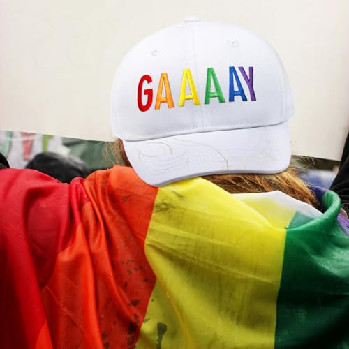 Image of Gay Pride Trucker Hat for Men and Women Rainbow LGBT Embroidered Adjustable Washable Baseball Cap Accessories Gifts