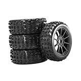 【Dimensiones y ajuste】: El diámetro exterior de los neumáticos de las llantas de las ruedas RC es de 11,806 cm/4,65 pulgadas y un ancho de 4,434 cm/1,75 pulgadas, diseñado para adaptarse perfectamente a su modelo de coche RC