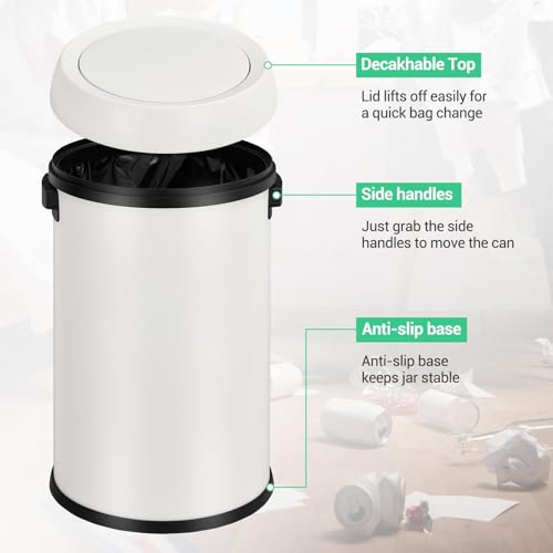 Caneca de basura cilíndrica de acero inoxidable 65 L miniatura 3