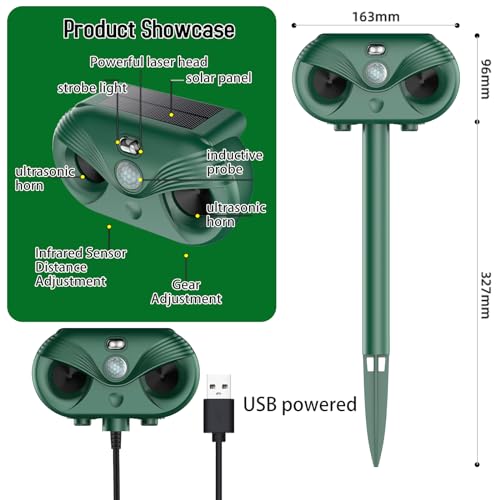 Katzenschreck Ultraschall, Solar Marderschreck Tiervertreiber, Katzenabwehr mit Bewegungsmelder bis zu 10m, Blinklicht Wasserdicht IP65 Ultraschall Abwehrmittel für Katzen Hunde Mäuse Vögel Marder