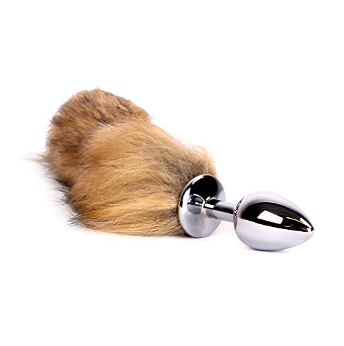 Plug anal queue de renard bicolore marron blanc avec fausse fourrure douce