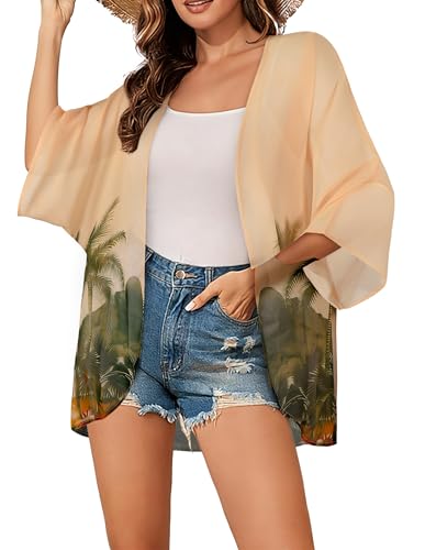 BB&KK Women's Chiffon Kimono Loose Casual Open Front Cover Ups