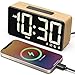 GOLOZA Alarm Clocks for Bedrooms, Wood Grain, Digital Clock with Large Display, Desk Clock for Bedside, Power-Off Memory & Alarm, 5 Level Brightness +Off, Dual Alarm, 12/24H, 9min Snooze, Reveil Matin