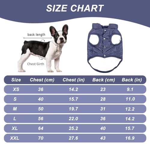 meioro Hund Warme Jacke Hundebekleidung Dog Gemütliche Jacke Winter Gefüttert Mantel Hund Katze Kleidung Warme Französisch Bulldog Mops Hund Kleidung Weste