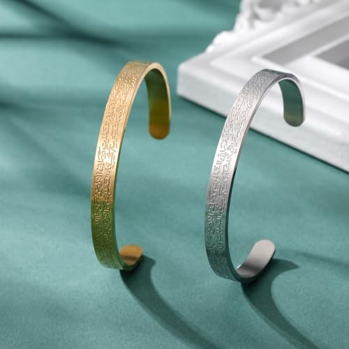 Dreamtimes Islamic Ayatul Kursi Bracelet for Women Muslim Quran Allah Openable Bangles Allah Bangles Bracelets Ayatul Kursi Arabic Calligraphy Cuff Bracelet for Men Islam Eid Ramadan Gifts 6
