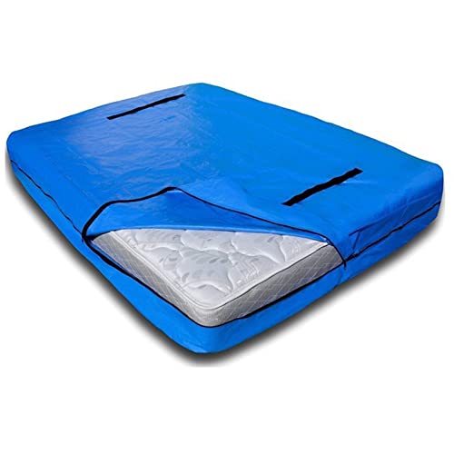 Bolsa impermeable reutilizable para mudanza de colchón con cremallera fuerte para mudanza y almacenamiento, color azul (77 x 42 x 15 pulgadas)