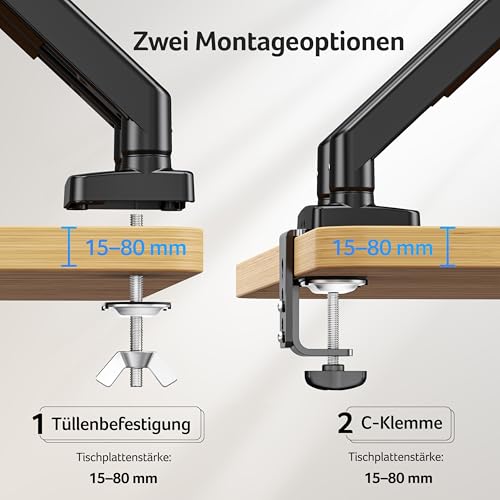 acer Dual-Monitor Halterung, 2 Monitorarm Ständer für 17-32 Zoll-Bildschirme, Ergonomischer Gasfederarmständer Hält 2~9 kg mit Kabelmanagement, Neigbar, Schwenkbar, Drehbar, VESA 75/100 mm