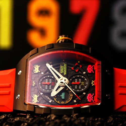 Montre chronographe Nubeo Magellan Space Invaders NB-6024-SI bracelet caoutchouc noir
