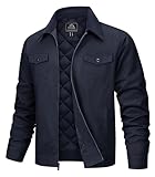 TACVASEN Work Jackets for Men Fall Quilted Cotton Casual Jacket Winter Trucker Cargo Lightweight Military Shacket Navy