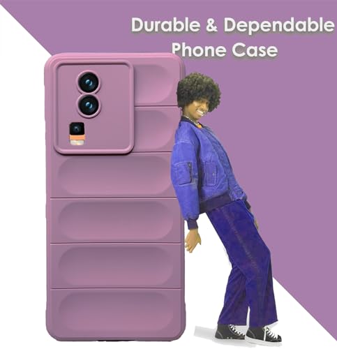 Image of A rtistque Liquid Silicone Stripes Back Cover Case for iQOO Neo 7 5G / iQOO Neo 7 Pro 5G | with Camera Protection | with Inner Fabric | Anti Slip Grip | AirBag Case - Purple