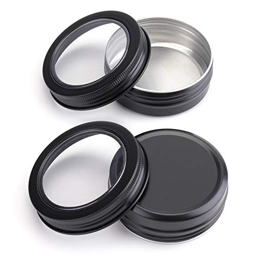 Foraineam 40 Pack 2 Ounce Round Tins Screw Lid Containers With Clear Window Matte Black Metal Empty Tin Cans Aluminum Travel Storage Jars For Kitchen, Office, Candles, Candies, Gifts, Arts & Crafts #TOP3